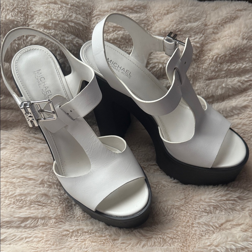 Michael Kors Black and White Platform Heels